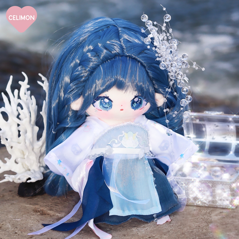 禧乐萌高温丝晴蓝20cm古风骨架棉花娃娃原创正版现货裸娃女娃衣 - 图0