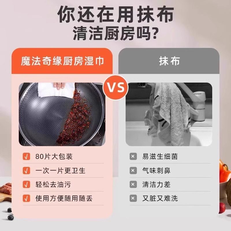 厨房湿巾去油去污家用油烟机清洁强力去油污湿纸巾加大包加厚抹布,淘宝优惠券,粉丝福利购,淘宝优惠卷