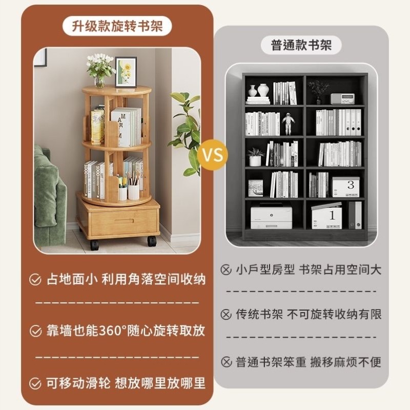 客厅儿童创意移动卧室带轮储物子书架实木置物架轻奢家用书柜收纳,淘宝优惠券,粉丝福利购,淘宝优惠卷