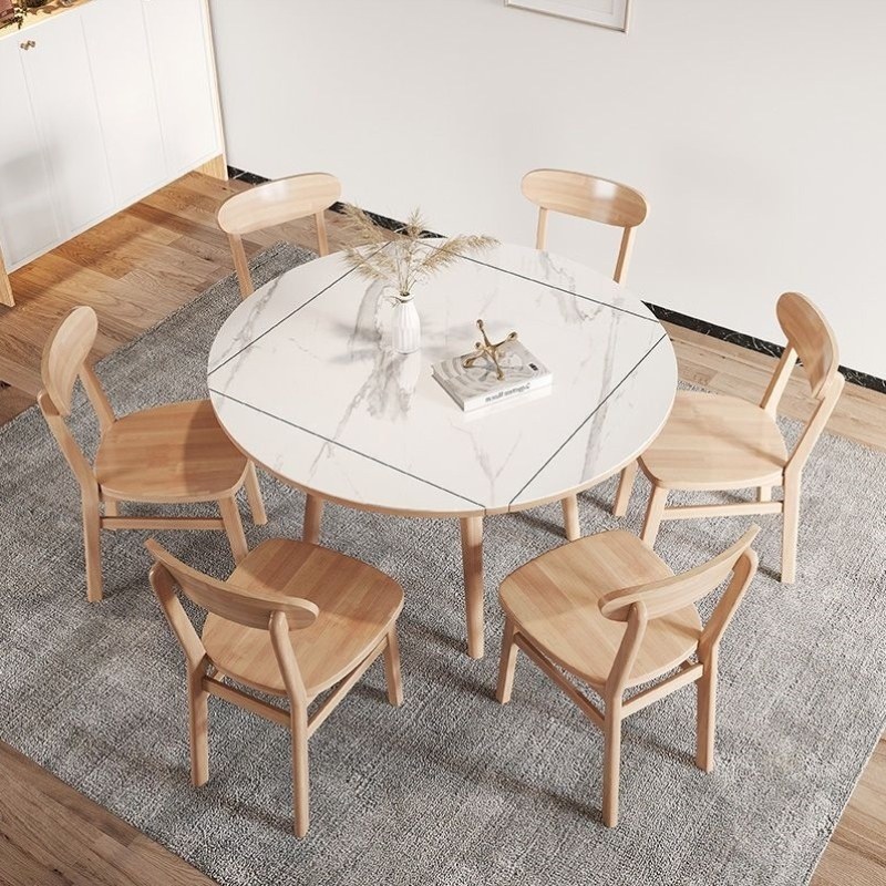 实木饭桌方桌岩板多功能两用北欧折叠变电磁炉圆桌正方形餐桌椅,淘宝优惠券,粉丝福利购,淘宝优惠卷