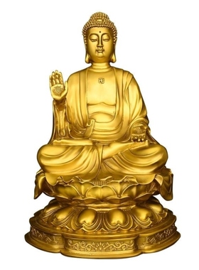 大日号供养释迦牟尼如来佛佛坐天坛莲花铜像家居大铜像摆件祖纯铜