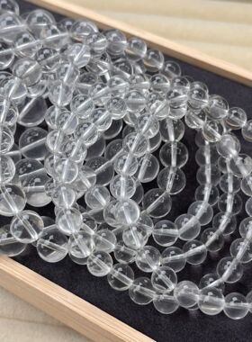 A+级别以上天然白水晶手链奶白晶单圈手串DIY半成品串珠小红书