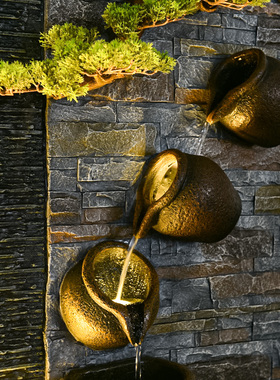 户外庭院大型假山水帘造景观办公室内水幕墙流水屏风喷泉招财摆件