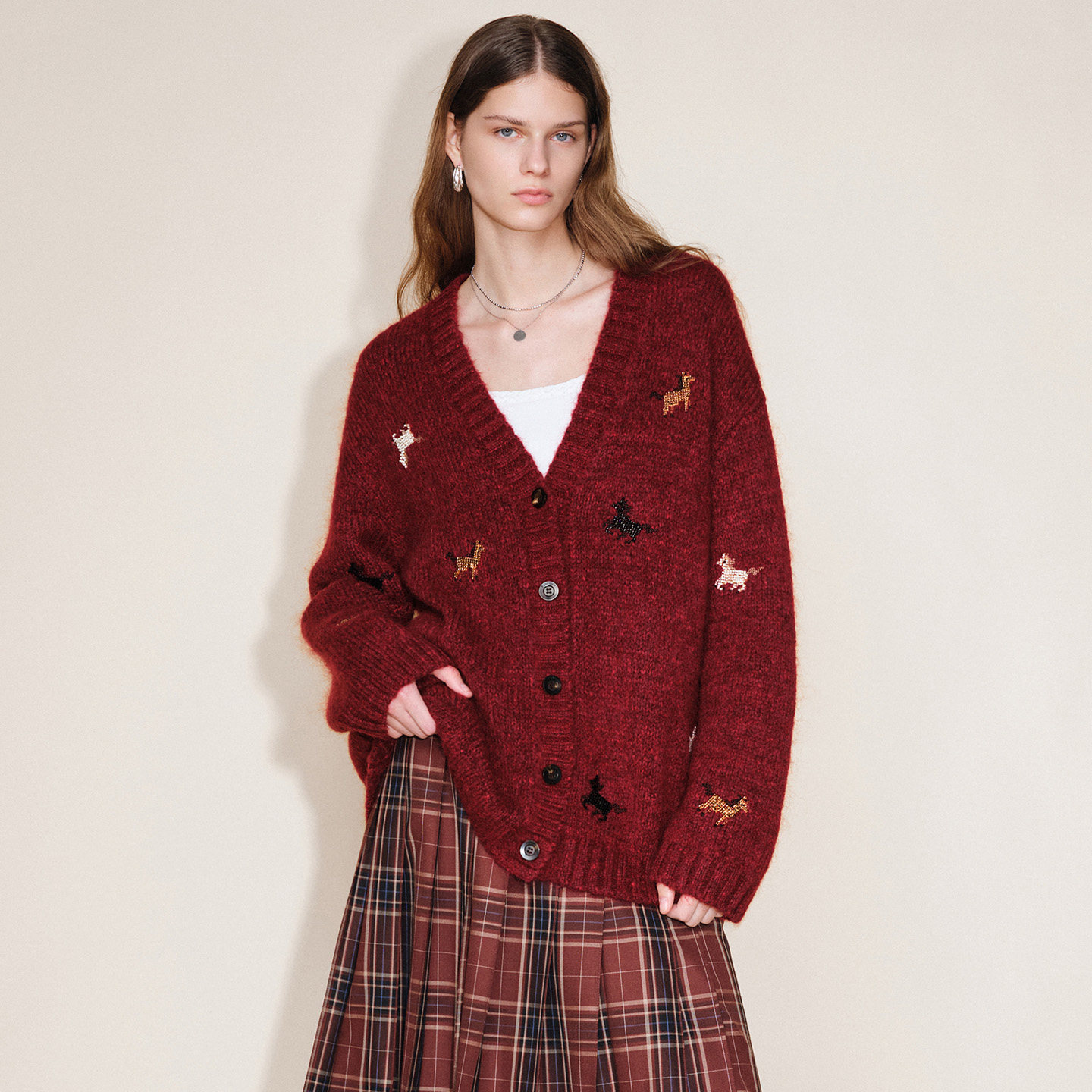 【孙颖莎同款】Fabrique马到成功生肖红色毛衣羊毛针织开衫女冬,淘宝优惠券,粉丝福利购,淘宝优惠卷