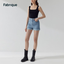 Fabrique BASIC high waist washed denim shorts 2023 Summer new tannning wind casual jeans