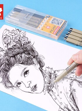 Japan  Black Needle Pen Set XSDK Art Student Comic Drawing H