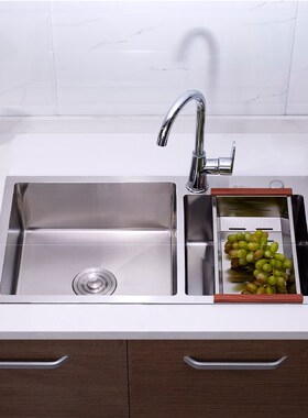 Kitchen Stainless Steel Sink Set Integrally Molded Thick Was