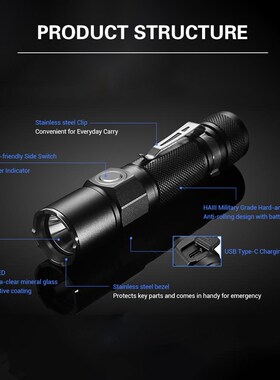 JETBeam KO-02 1800LM Powerful Tactical LED Flashlight  XHP35