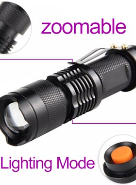UV LED Flashlight Ultraviolet Torch zoomable Mini UV Black L