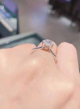 母亲节 送妈妈D莫桑石星河钻戒女纯银18k铂金求婚结婚灿若星辰