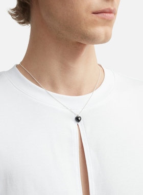 COLDFRAME Very Vintage Black Onyx Heart Pendant Necklace 项