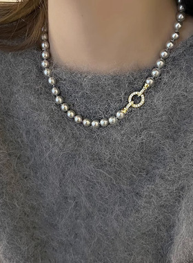 法国capinkofin珍珠毛衣链女小众设计感年新款小米珠项链高级