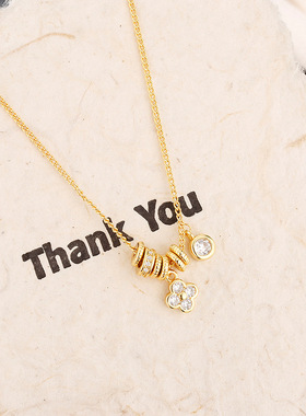 法国capinkofin跑环四叶花项链女新款设计感锁骨链精致百搭高级