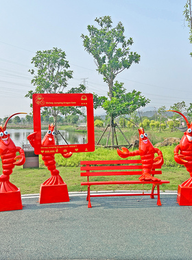 户外仿真发光小龙虾模型雕塑烧烤大排档餐厅招牌迎宾网红打卡装饰