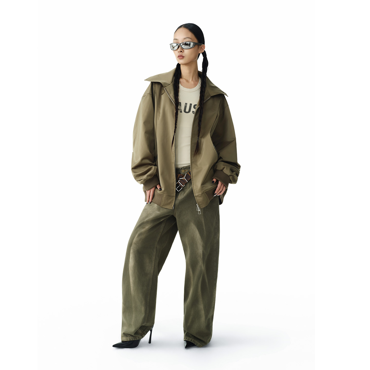 Found Object 原创设计缎光结构感冲锋夹克外套 Satin Zip Jacket - 图0