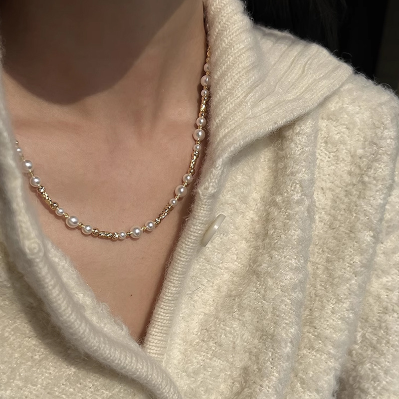 日本品质双层叠戴珍珠毛衣链长款秋冬串珠项链女配饰轻奢高级感锁 - 图1