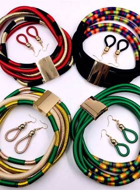 Women Multilayer Necklace Woven Magnetic Clasp Necklace项圈