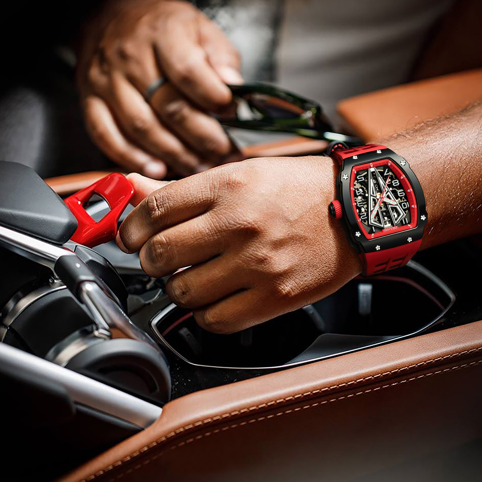 珍宝莱男全自动款夜光镂空机械表 珍宝莱国产腕表