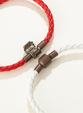 黄金串珠配绳真皮4MM粗质感手链