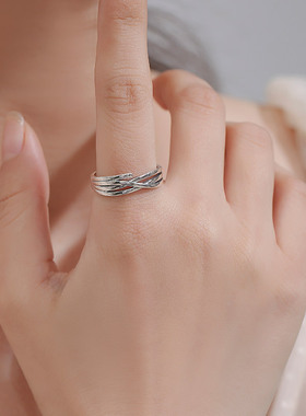 女生纯银戒指复古小众大小可调节