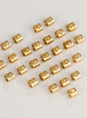 情侣字母转运珠真皮手链免费刻字