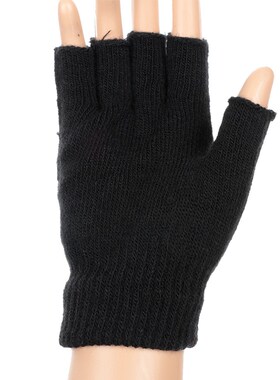 New Men Black Knitted Fingerless Gloves Autumn Winter Outdoo