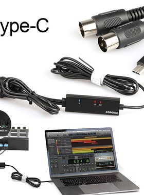 DOREMiDi MIDI To USB C Type C Cable USB MIDI Converter With