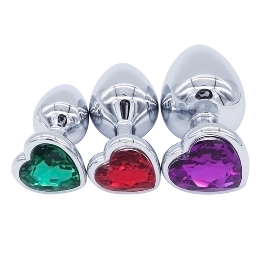 Crystal Heart Shaped Anal Plugs Metal Butt plugs anal toys - 图0