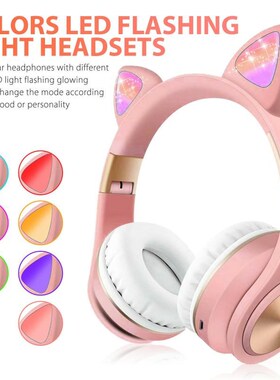 Cute Cat Ears LED Flashing Headphones Bluetooth 5.0 Young P