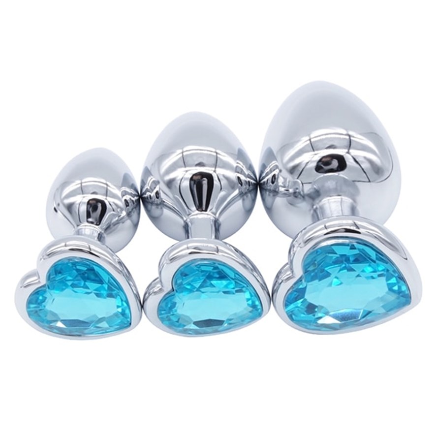 Crystal Heart Shaped Anal Plugs Metal Butt plugs anal toys - 图2