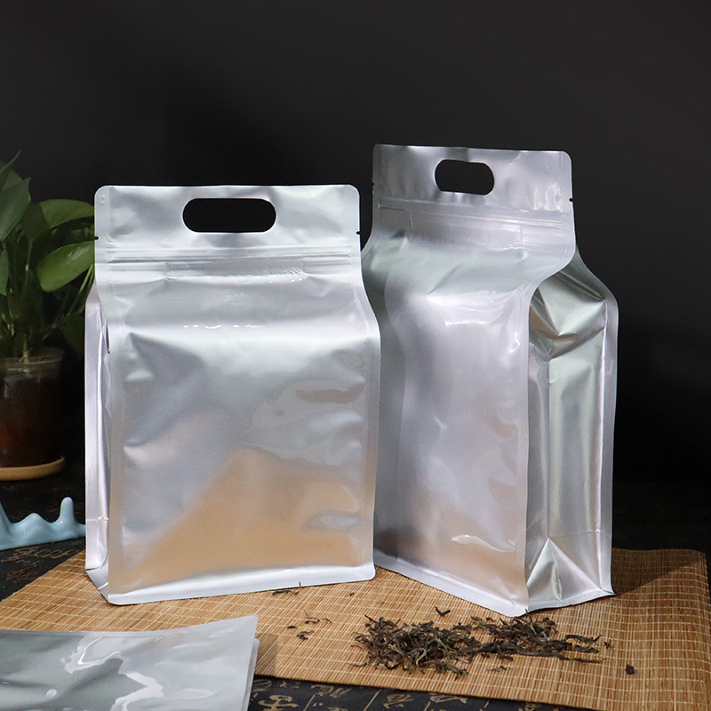 纯铝茶叶包装袋八边封手提加厚密封避光袋红茶绿茶通用自封自立袋-图1