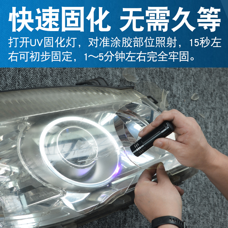 汽车灯罩修复胶水粘后尾灯破裂裂痕玻璃裂纹裂缝摩托车车灯破损大 - 图1