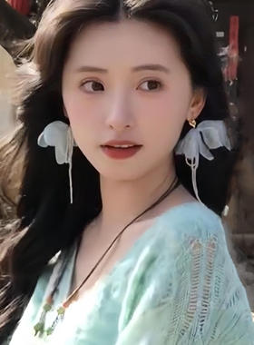 法式超仙薄荷曼波网纱花朵耳钉女