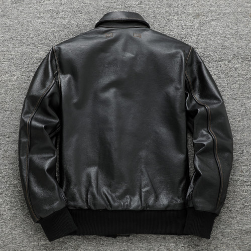 头层牛皮大码男飞行员皮夹克外套A2真皮皮衣男美式复古空军飞行服 - 图0