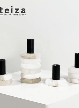 Oteiza现代轻奢高档大理石花瓶摆件花器装饰品样板间客厅玄关软装