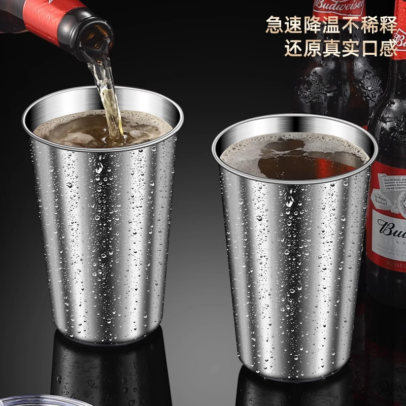 304食品级不锈钢冷饮杯随手杯冷饮可乐啤酒速冻杯带密封盖吸管