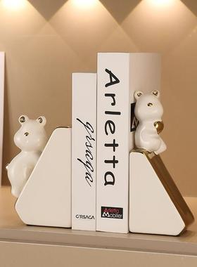 轻奢高档兔子书档书房摆件客厅酒柜办公室家居假书仿真书立装饰品