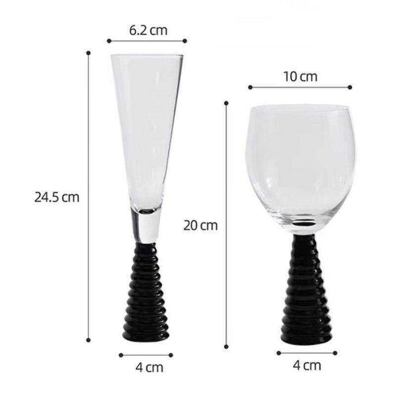 轻奢电镀螺纹红酒杯金银黑彩色玻璃高脚香槟杯样板间展厅宴会装饰,淘宝优惠券,粉丝福利购,淘宝优惠卷