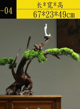 新中式禅意天然风化枯木杉树根雕茶室酒店玄关装饰品家居木头摆件