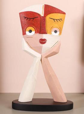 ins小众抽象脸谱创意摆件客厅艺术家居酒柜装饰品办公室现代简约