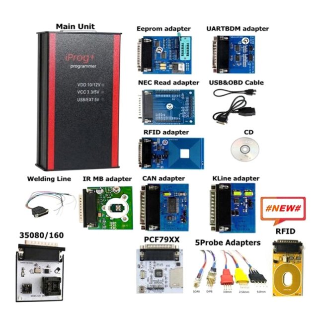 V84 Iprog+ Pro Programmer IMMO Tool & Correction+ Adapte - 图0