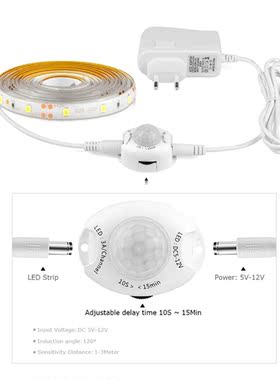 PIR Motion Sensor Strip Lighting Bedside Night Lamp 1M-5M Ca
