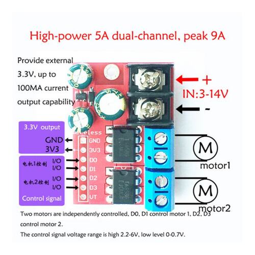 5A 2-way DC Motor Drive Module PWM Speed Regulation Dual H B - 图2