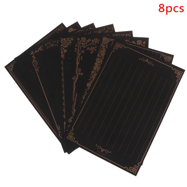 8 Sheets Letter Paper Vintage Flower Design Letterhead Lette - 图1