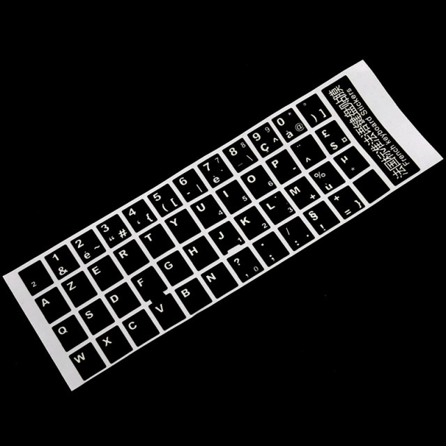 10X White Letters French Azerty Keyboard Sticker Cover Black - 图3