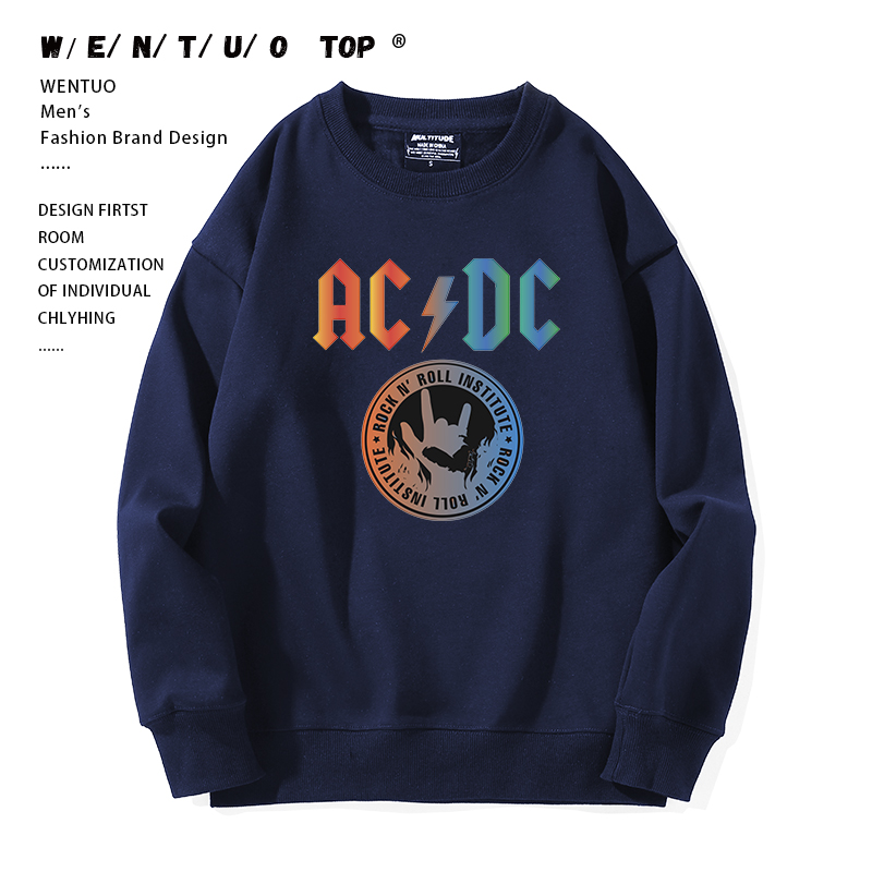ACDC金属摇滚乐队卫衣男女生欧美高街时尚嘻哈潮流圆领长袖上衣服 - 图1