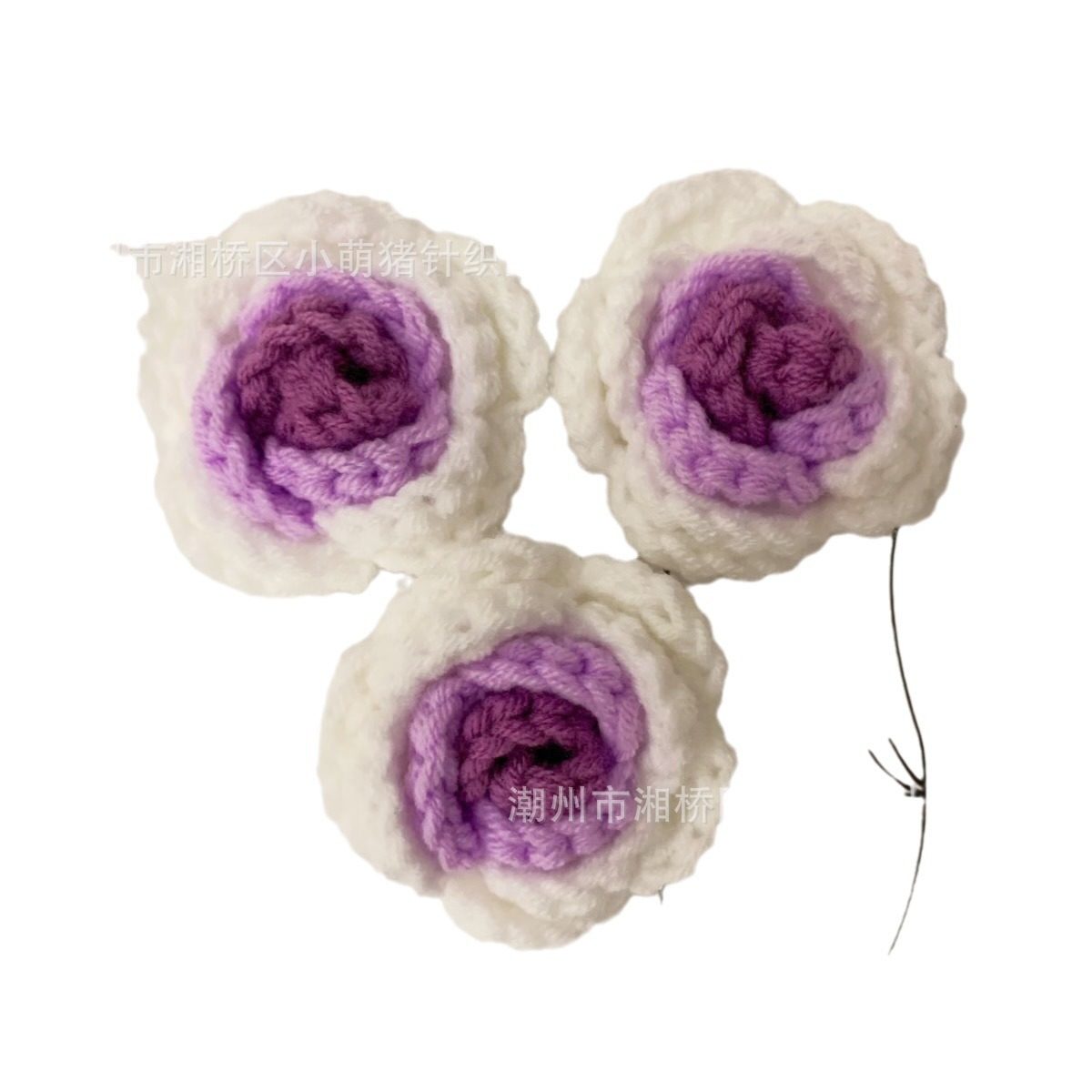 手工编织渐变玫瑰花头盆栽半成品毛线钩针花叶子花萼服装辅料,淘宝优惠券,粉丝福利购,淘宝优惠卷