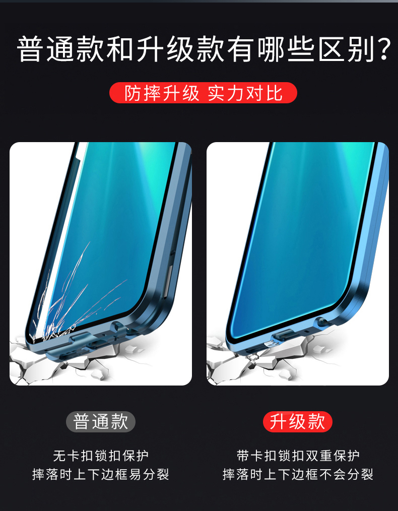 适用于opporeno10手机壳reno10pro保护套透明双面玻璃全包镜头防摔磁吸reno10倍变焦金属边框10pro+外壳男女 - 图1