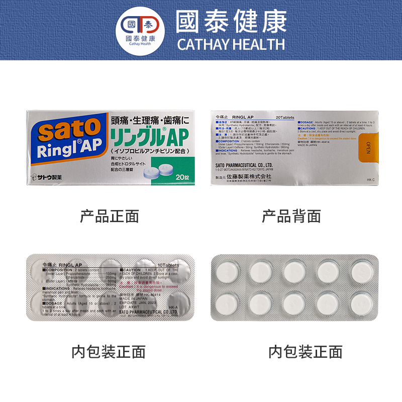 日本进口佐藤令痛止缓解痛经止痛药20片装头疼牙疼解热退烧镇痛药-图1