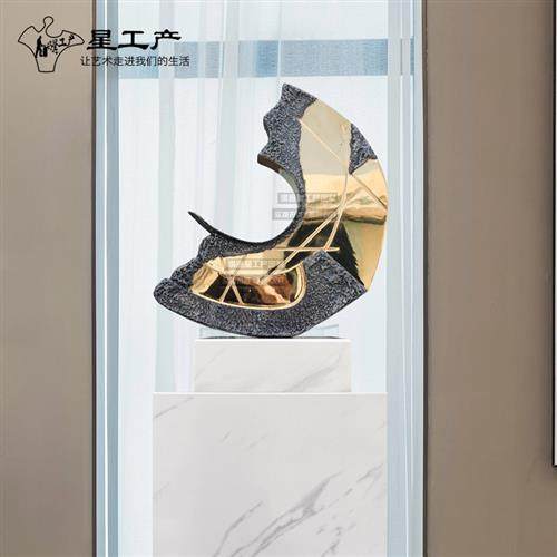 售楼处前台装饰艺术品雕塑样板房酒店不锈钢玄关现代客厅金属摆件,淘宝优惠券,粉丝福利购,淘宝优惠卷